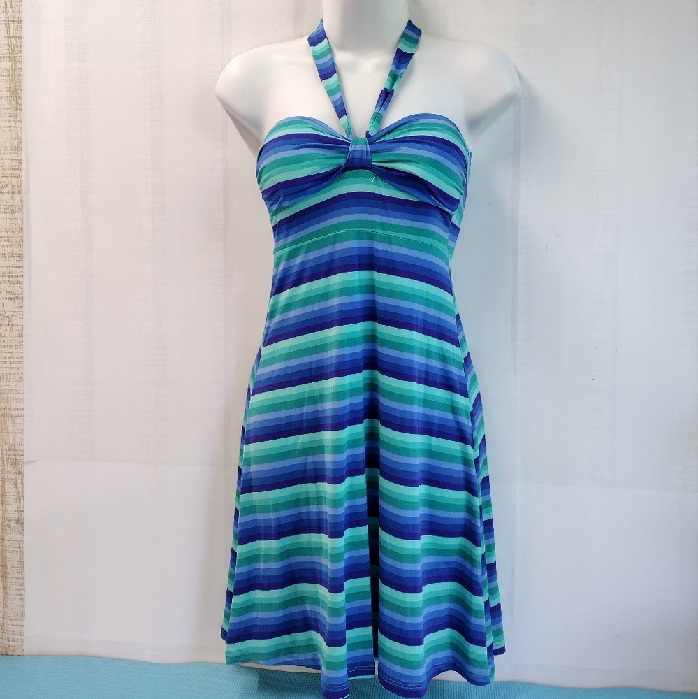 NEW Sparkling Stars Halter  Summer A-line Dress Striped Size S